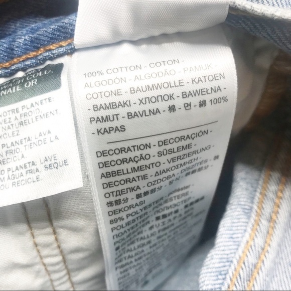 Levi's Jeans Shorts 501 Logo Stripe Blue Denim Jean Shorts 31 - Picture 8 of 8